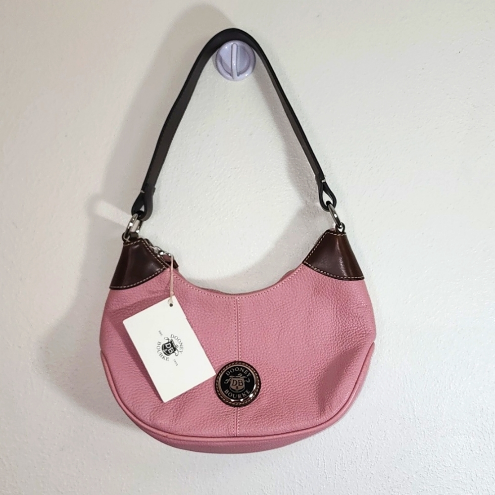Dooney & Bourke pebbled pink and brown leather vintage Y2k/90's shoulder bag NWT
